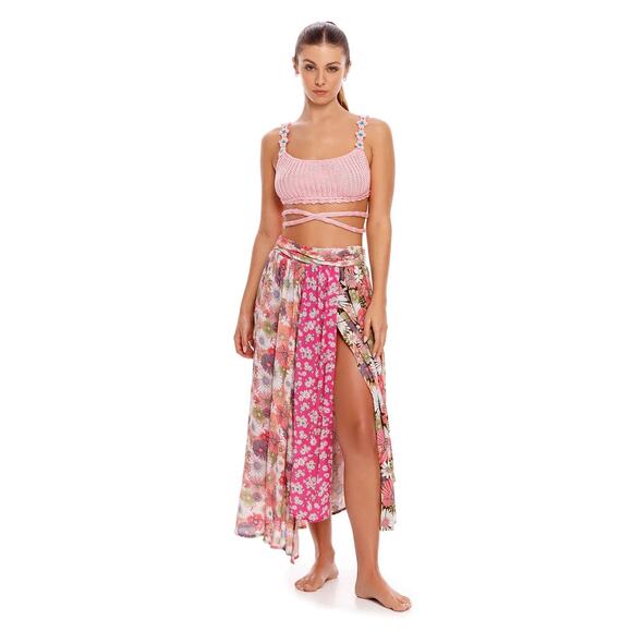 Agua Bendita Women's Knit Albany Java Pink Crop Top Size Small - Picture 9 of 9